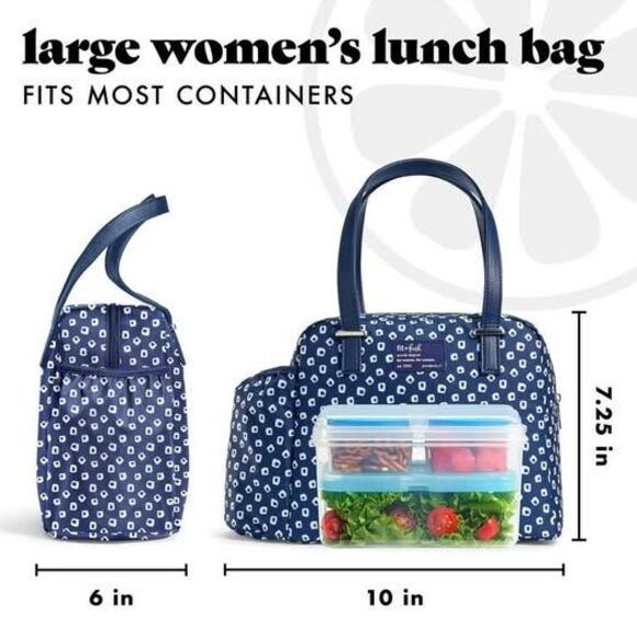 NEW Fit & Fresh Large Insulated Lunch Bag Tote- 2 Containers & XL Slim Ice Pack - Picture 9 of 10